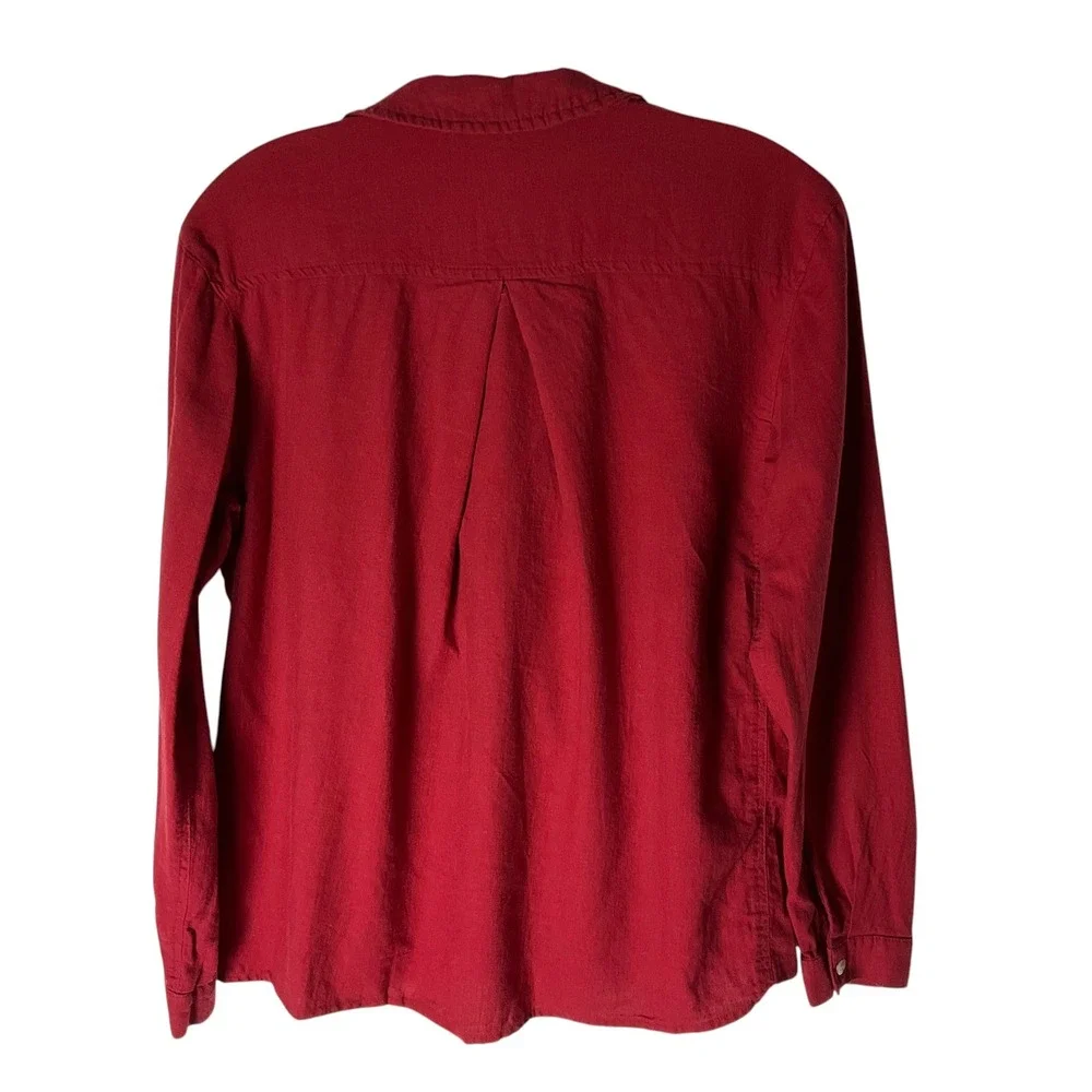 Restoration Hardware Pajama Set Cashmere Cotton Long Sleeve Button-Down Red XS
